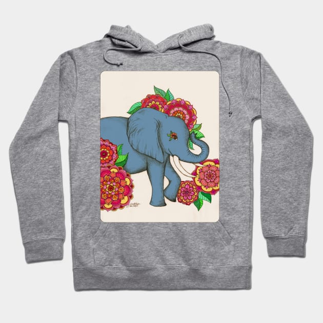 Little Blue Elephant in her secret garden Hoodie by micklyn